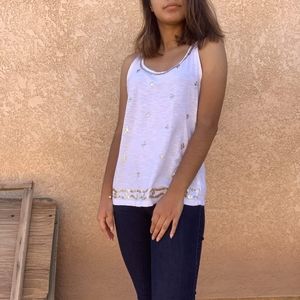 An Old Navy Muscle Tee with gold Sequin